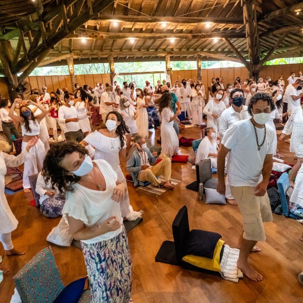 People dancing in Satsang in Brazil 2020